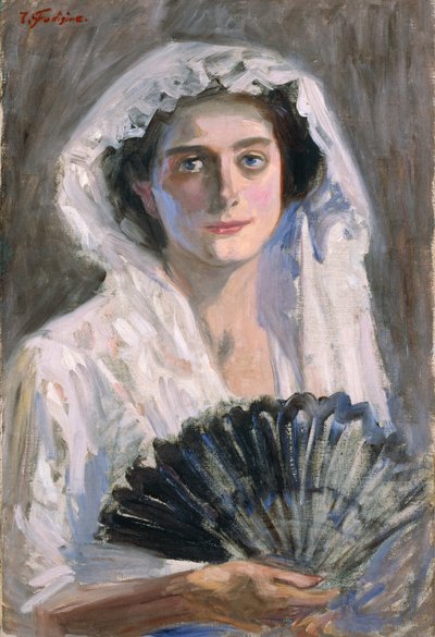 Schwarzer Fächer von Fujishima Takeji